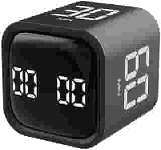 Temporizador Digital de Mesa em Cubo, Cronômetro com Contagem Regressiva 5/10/30/60 Minutos, Silencioso, Cinza