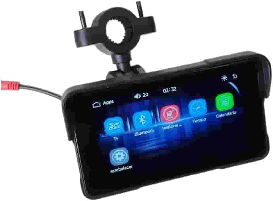 ACM M05 Central Multimídia para Moto, Display Digital, Bluetooth, Antifurto