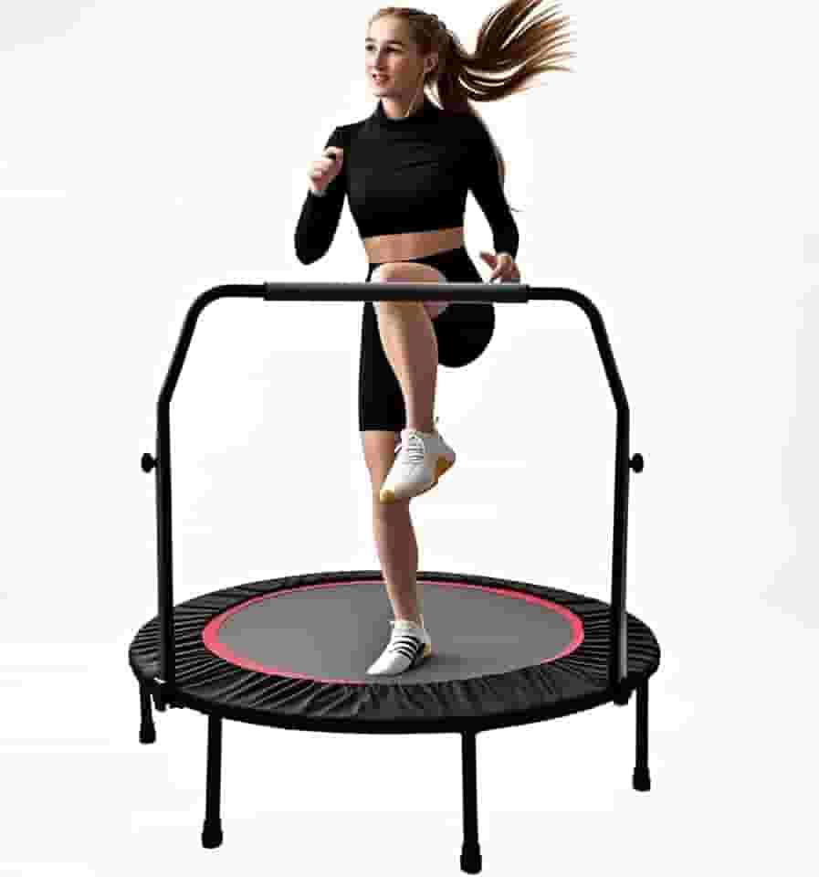 Jump Cama Elástica Ginástica, Trampolim Dobrável de 40 Polegadas, Equipada com Pegas de Espuma Ajustáveis, Adequada para Exercícios em Ambientes Internos/Externos, Máxima de 250 kg