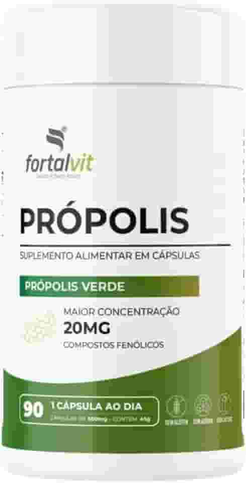 Própolis Verde - 90 Cápsulas, Alta Concentração: 20mg de Compostos Fenólicos, Longa Duração: 3 Meses de Uso, Fortalvit