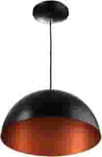Lustre Pendente Meia Lua 30cm De Alumínio Preto com Cobre