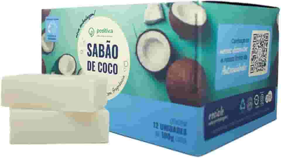 Sabão de Coco em barra Pack com 12 Unidades Vegano - positiv.a eco