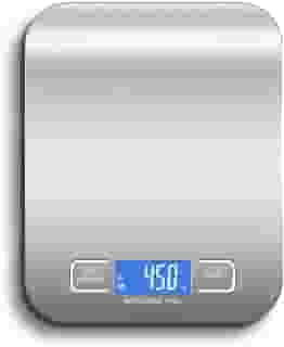 Balança de Cozinha Digital para Alimentos em Inox Resistente a Água Com Base Antiderrapante e Visor de Alta Definição Pesagem de 1g até 10kg