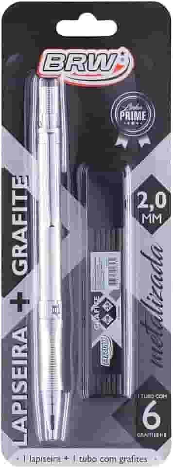 Lapiseira Metalizada Prata + Grafite 2.0mm, BRW