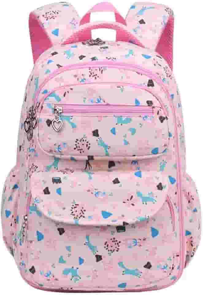 Mochila Escolar Feminina LukeSports Grande Reforçada Infantil – 46cm – Rosa Estampada com Divisórias Internas e Alças Ergonômicas
