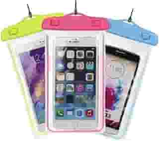Kit 3 Capas Impermeáveis para Celular até 6,5 Polegadas, à Prova d'Água, Com Touch e Cordão, para Praia e Piscina, Cores Sortidas