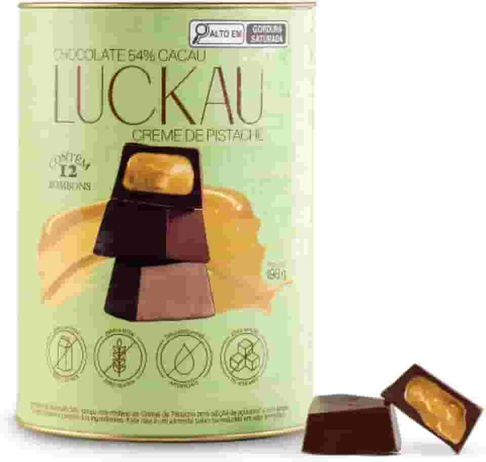 Bombom de Chocolate 54% Cacau recheado com Creme de Pistache - Luckau - 198g