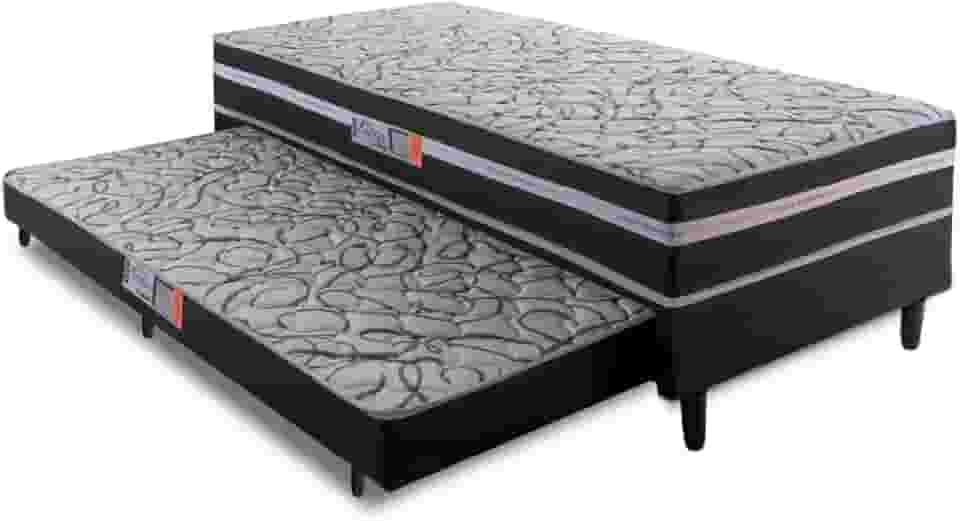 Cama Box Solteiro com Cama Auxiliar Aspen 88x188x41cm Cinza/preto