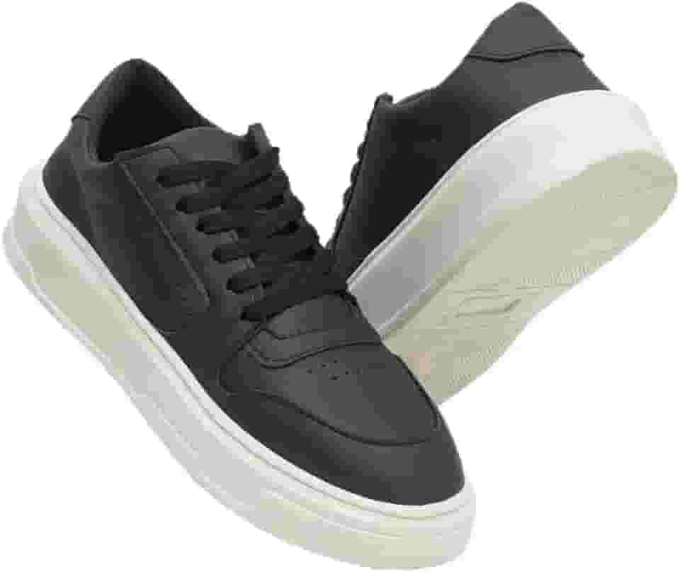 Tênis Masculino Sapatênis Couro Ecológico Confortável Minimalista Estiloso Homem Moderno Sola Alta