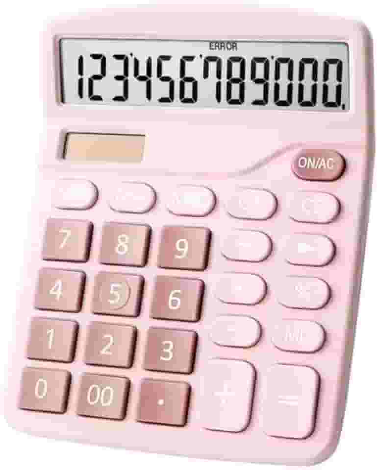Calculadora de Mesa Rosa Visor Grande 12 Dígitos Solar E Pilha Dexin-837b