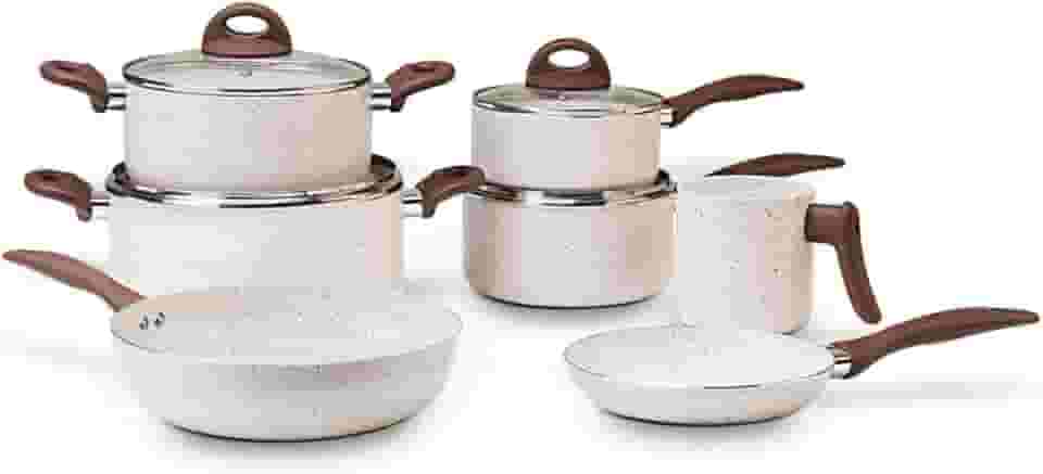 Brinox - Jogo de Panelas Antiaderente Ceramic Life 7 Peças Smart Plus - Vanilla