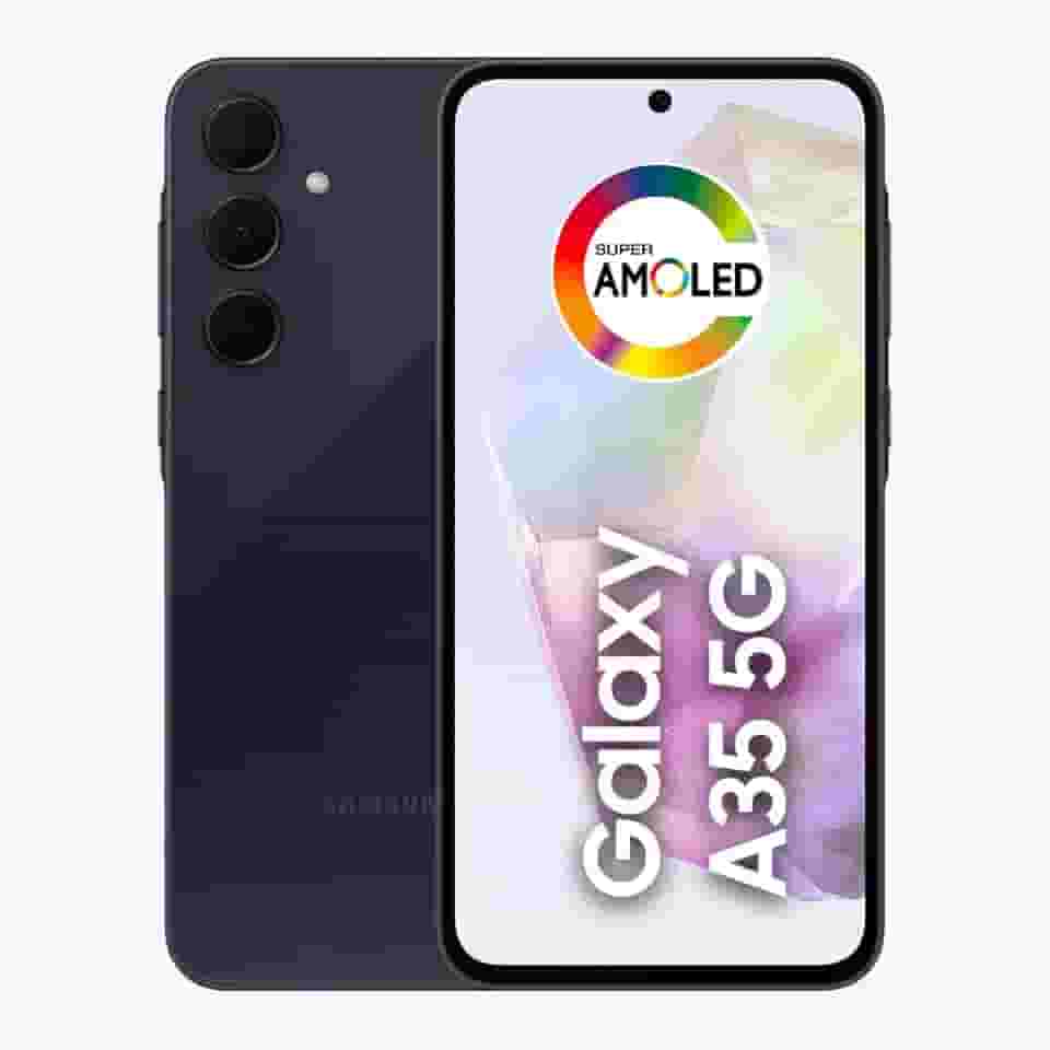 Samsung Galaxy A35 5G, Câmera Tripla Traseira de até 50MP, Selfie de 13MP, Nightography, Apagador de objetos, Design em vidro, IP67, Tela Super AMOLED de 6.6" 120Hz Vision Booster, 128GB - Azul Escuro