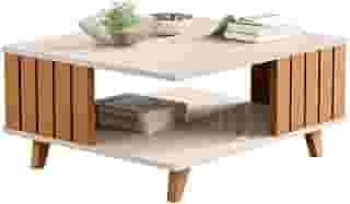 Mesa de Centro Açaí Ripado Off White/Nature - JB Bechara