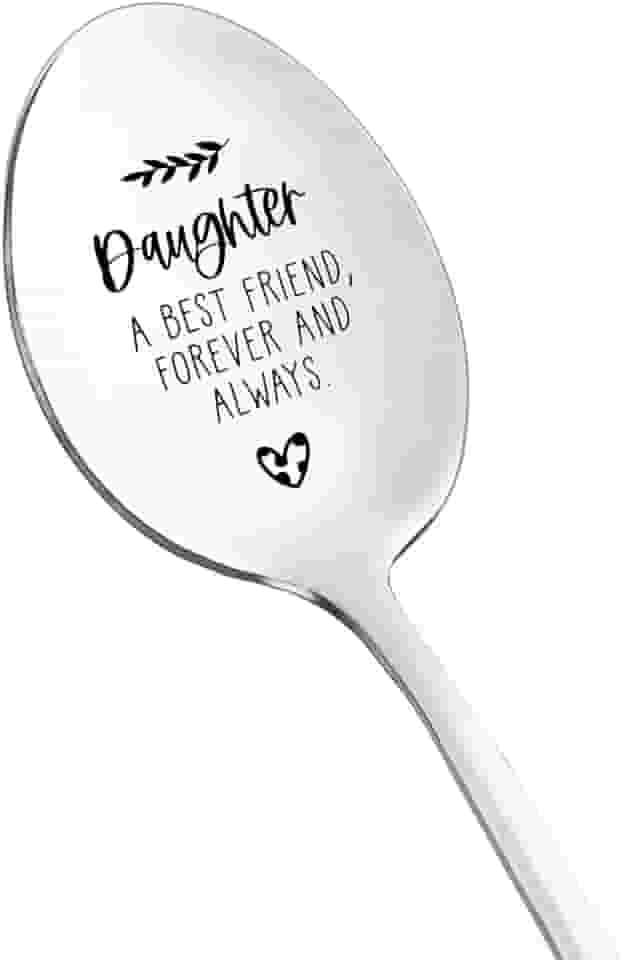 Colher de presente de aniversário de filha da mamãe papai, presentes para minha filha, um melhor amigo para sempre e sempre, para filhas, presentes de Natal para filhas, enteada, colher de chá e café