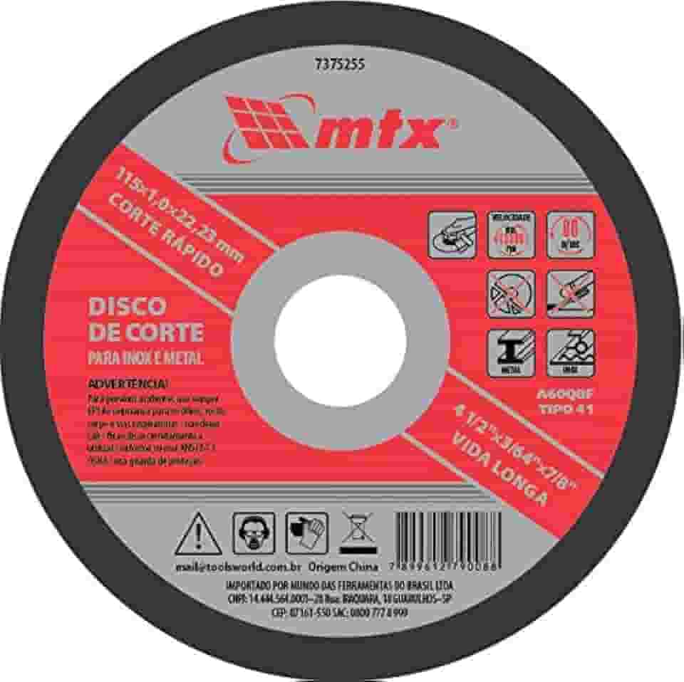 Mtx Disco De Corte Para Inox E Metal 180 X 1 6 X 22Mm