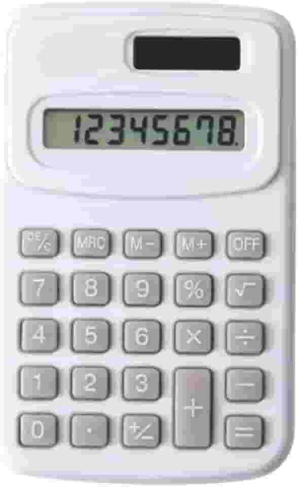 Calculadora Eletrônica de 8 Dígitos com Energia Solar e Bateria – Mini Calculadora Portátil para Escola, Escritório, Contabilidade, Estudos e Uso Diário – Teclas Suaves e Visor Grande (Branca)