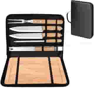 Kit Churrasco Tradicional Inox 6 Peças, Kit Churrasco com Tabua, Kit Churrasco, Kit Churrasco Inox, Kit Tábua para Churrasco, Kit de Churrasco 6 Peças com Tábua de Bambu