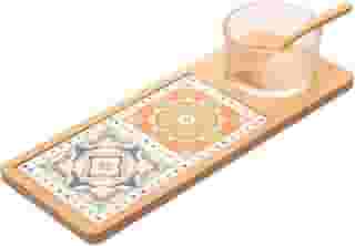 WOLFF - Conjunto 4 Peças Petisqueira Vidro com Colher Bandeja de Bambu e Tábua Ladrilho 32x12x5,5cm