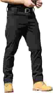 Calça cargo tática masculina, resistente à água, para caminhadas, atividades ao ar livre, com vários bolsos, sem cinto