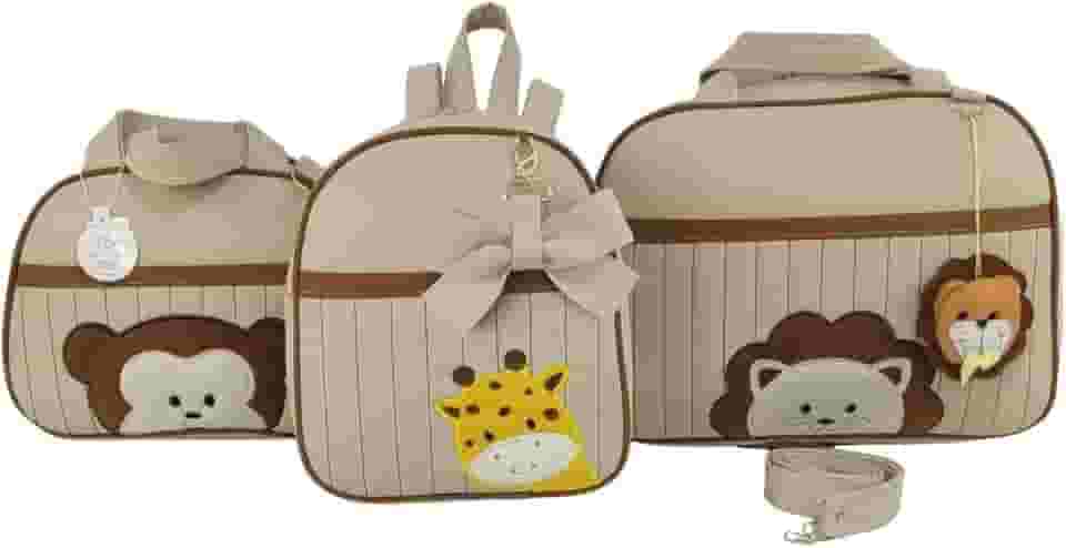 BOLSA MATERNIDADE MENINO 3 PEÇAS SAFARI (BEGE)