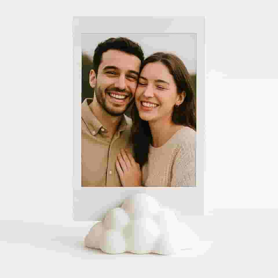 Kit 5 Porta Polaroid Nuvem Branco, Suporte para Fotos Instax Mini, Design Minimalista, PLA Ecológico (Branco)
