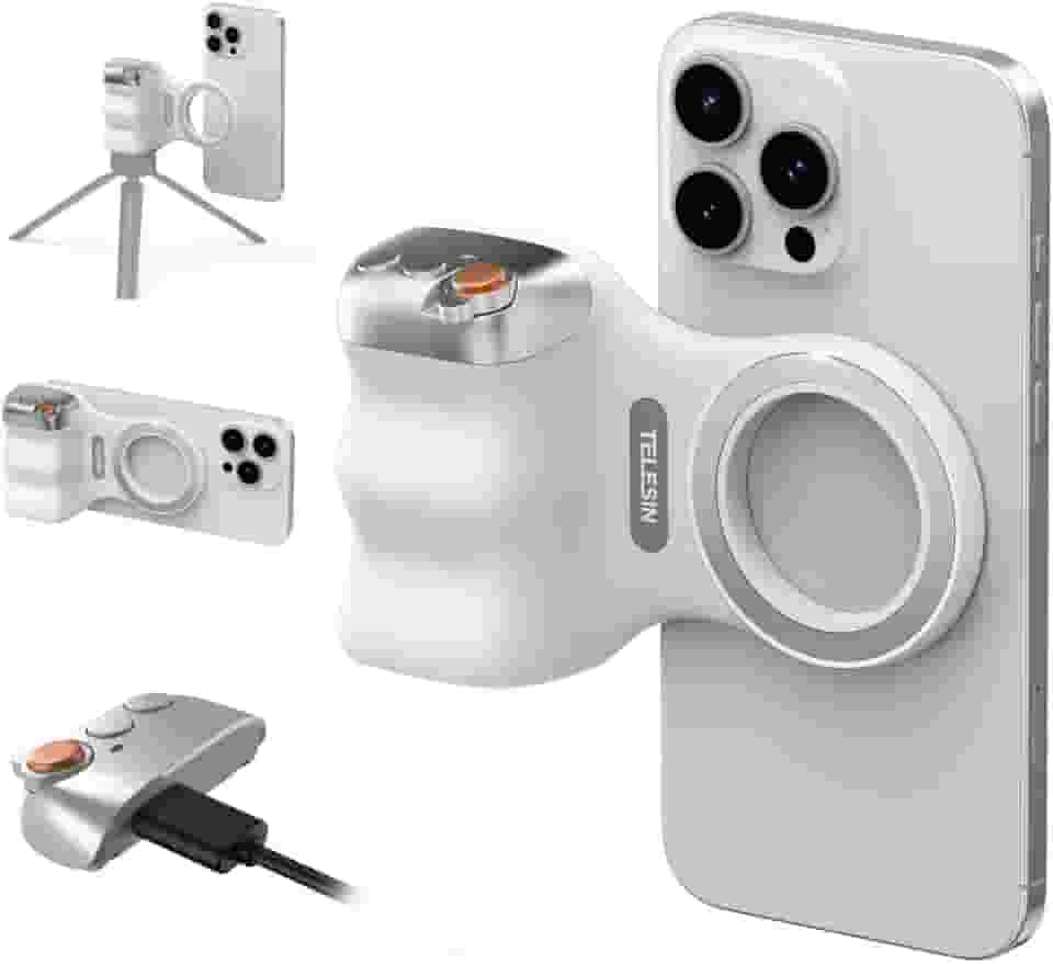 TELESIN Câmera magnética Fun Shot para celular DSLR para iPhone e Android com botão de obturador sem fio removível antiqueda – parafuso de 6 mm – Suporte ergonômico confortável para alça de câmera