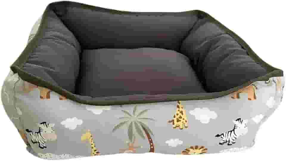 Cama PET dupla face com zíper para fácil remoção da espuma e lavagem (Médio, Safari e cinza)