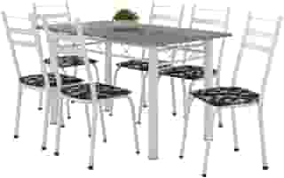 Conjunto De Mesa Itália Com 6 Cadeiras 1,40m Artefamol Granito/Branco