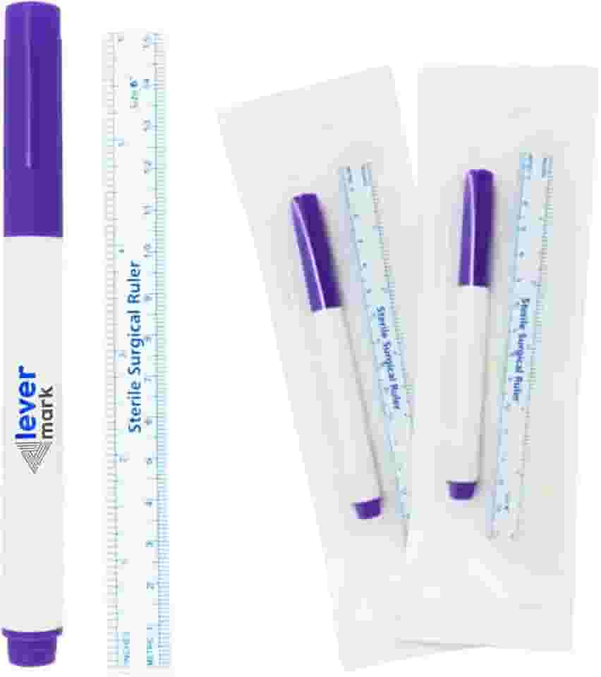 Caneta de Marcação Cirúrgica Estéril com Régua, Kit com 3 Unidades