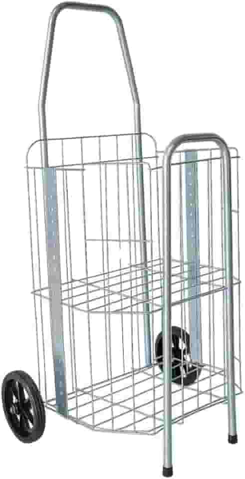 Carrinho De Feira Dobrável 2 Partes Reforçado 60kg Para Compras De Feira E Supermercado Dourado E Prata Compacto Ágil(Prata)