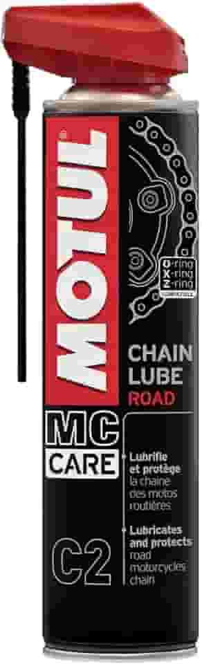 Motul - Lubrificante C2 Chain Lube Road (400ml) | Fórmula incolor e altamente aderente para correntes de motos de estrada e uso urbano | Resistente à água