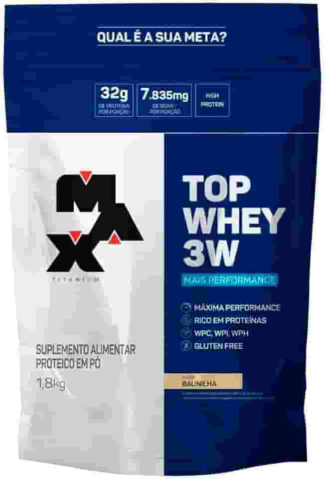 Max Titanium Top Whey 3W + Performance Refil 1 8Kg Baunilha V01