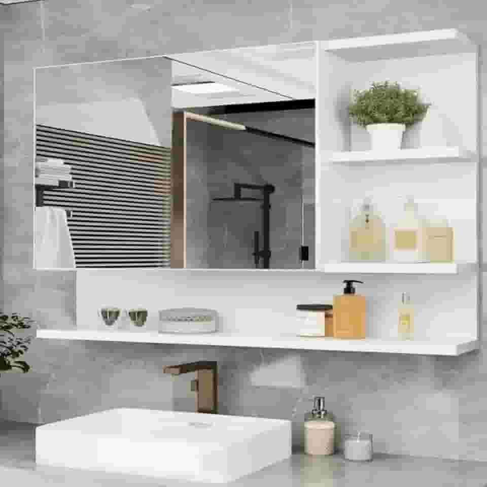 Armario Espelheira Para Banheiro 1 Porta Cleópatra (Branco)