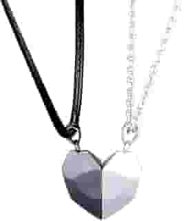 1 par de colares de amor coração elegantes com corrente magnética no pescoço