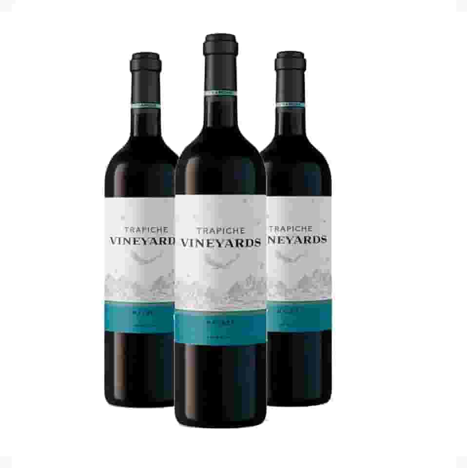Kit 3 vinhos Trapiche Vineyards Malbec, Vinho Argentino, Uva Malbec