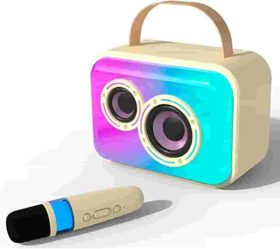 Caixa de Som Bluetooth com Microfone Sem Fio, LED RGB, 20W, Alcance 30m, Bateria 1800mAh, Conexões USB/TF/AUX, Portátil para Festas e Karaokê