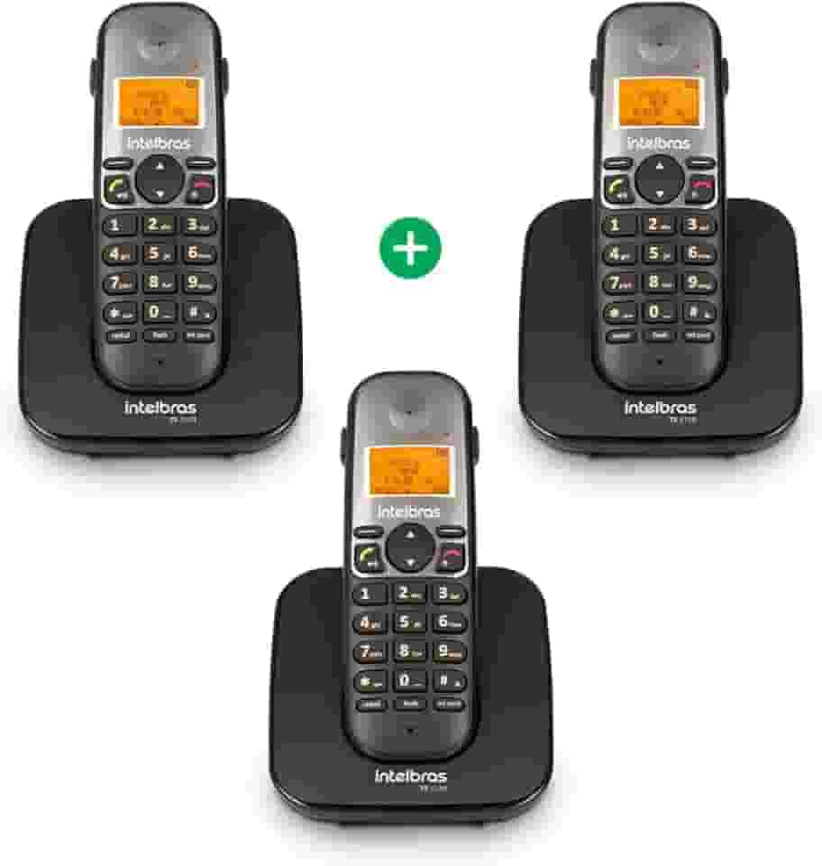 Telefone Sem Fio Digital com Dois Ramais Adicionais TS 5123 Preto Intelbras