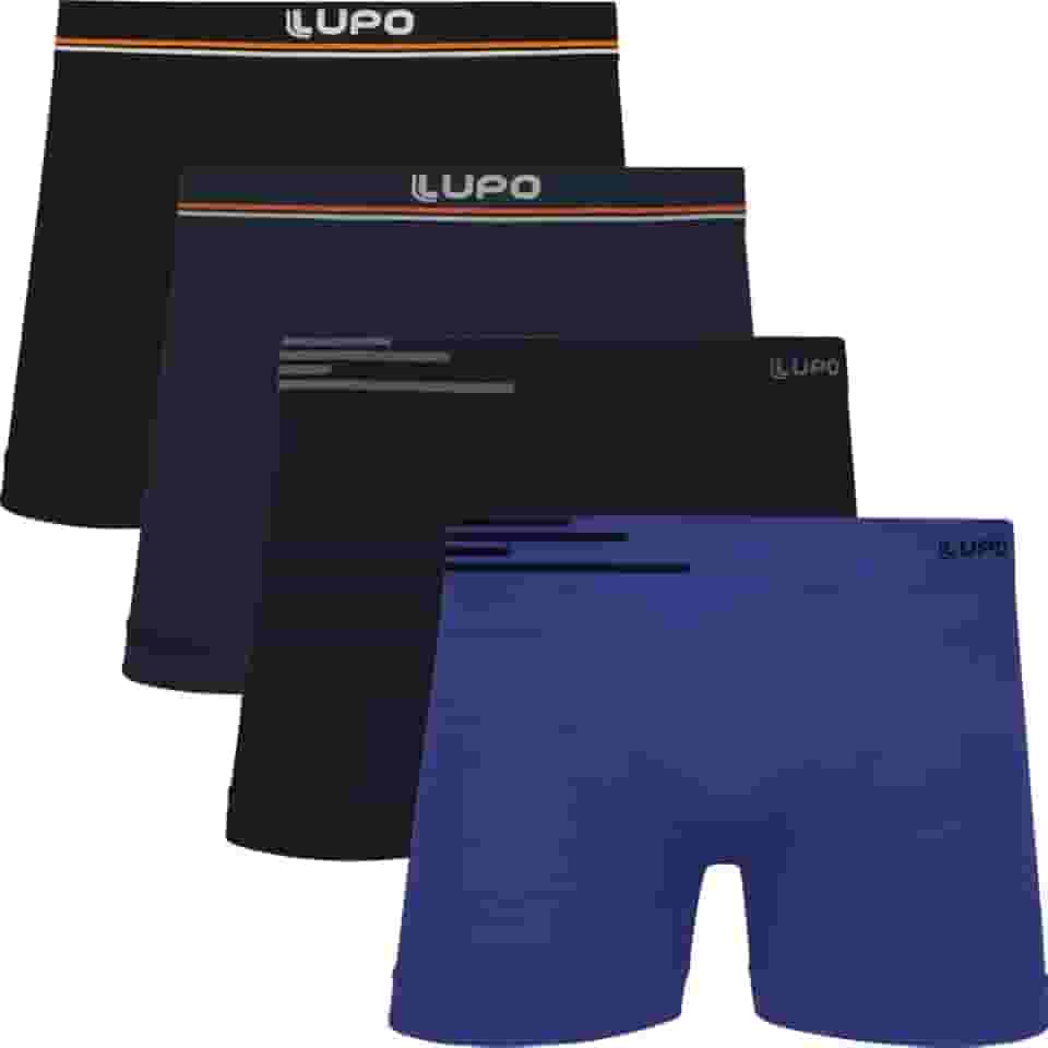 Kit 4 Cuecas Boxer Lupo Microfibra Poliamida Sem Costura Adulto Masculino