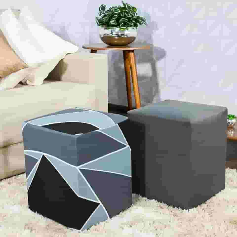 Capa para Puff Plus Quadrado 2 Unidades Luxo Cinza/Urbana