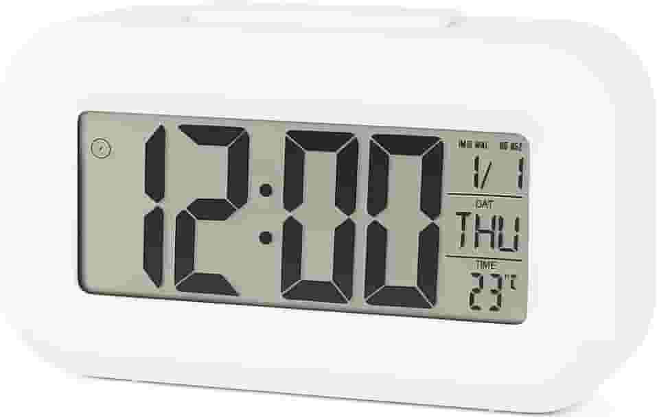 Relógio Despertador Digital Alto De Mesa Cabeceira Temperatura Calendário Com Sensor de Luminosidade
