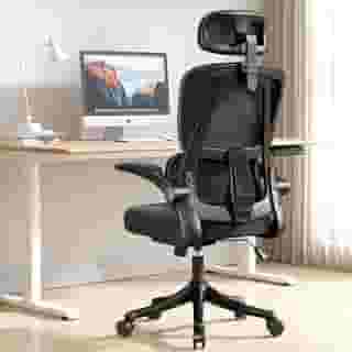 Cadeira de escritório ergonômica, cadeira de escritório em casa com suporte lombar, cadeira reclinável de malha cadeira de jogos de computador com encosto alto, grande e alta, confortável (Preta)
