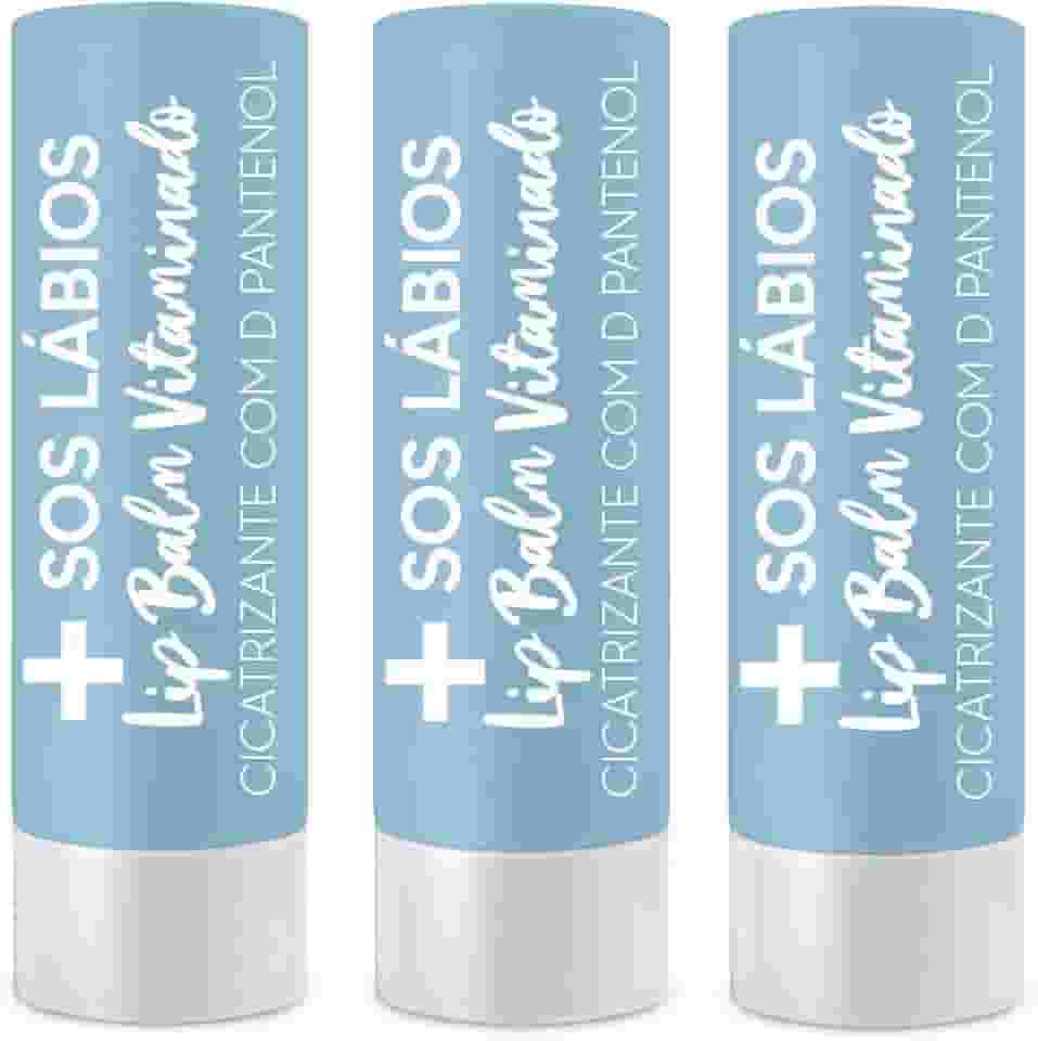 Kit 3 unidades - SOS Lábios Lip Balm Vitaminado 3, 5Gr Top Beauty, Top Beauty