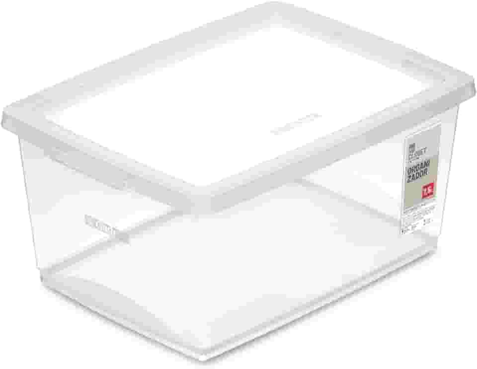 Ordene - Caixa Organizadora Plástica de 7,5 Litros com Tampa, Cor Cristal, Linha My Closet
