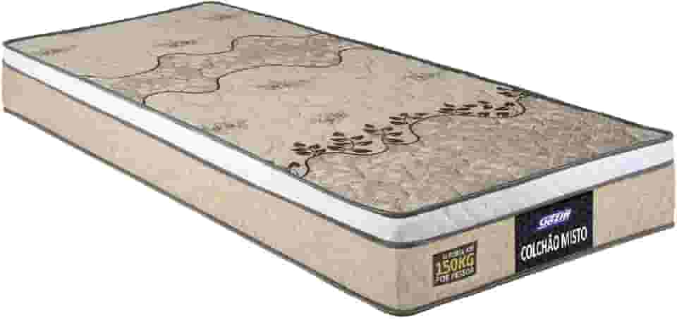 Colchão Solteiro Espuma D33 Fort 88x188x21cm Bege/Branco - Suporta até 150kg por Pessoa