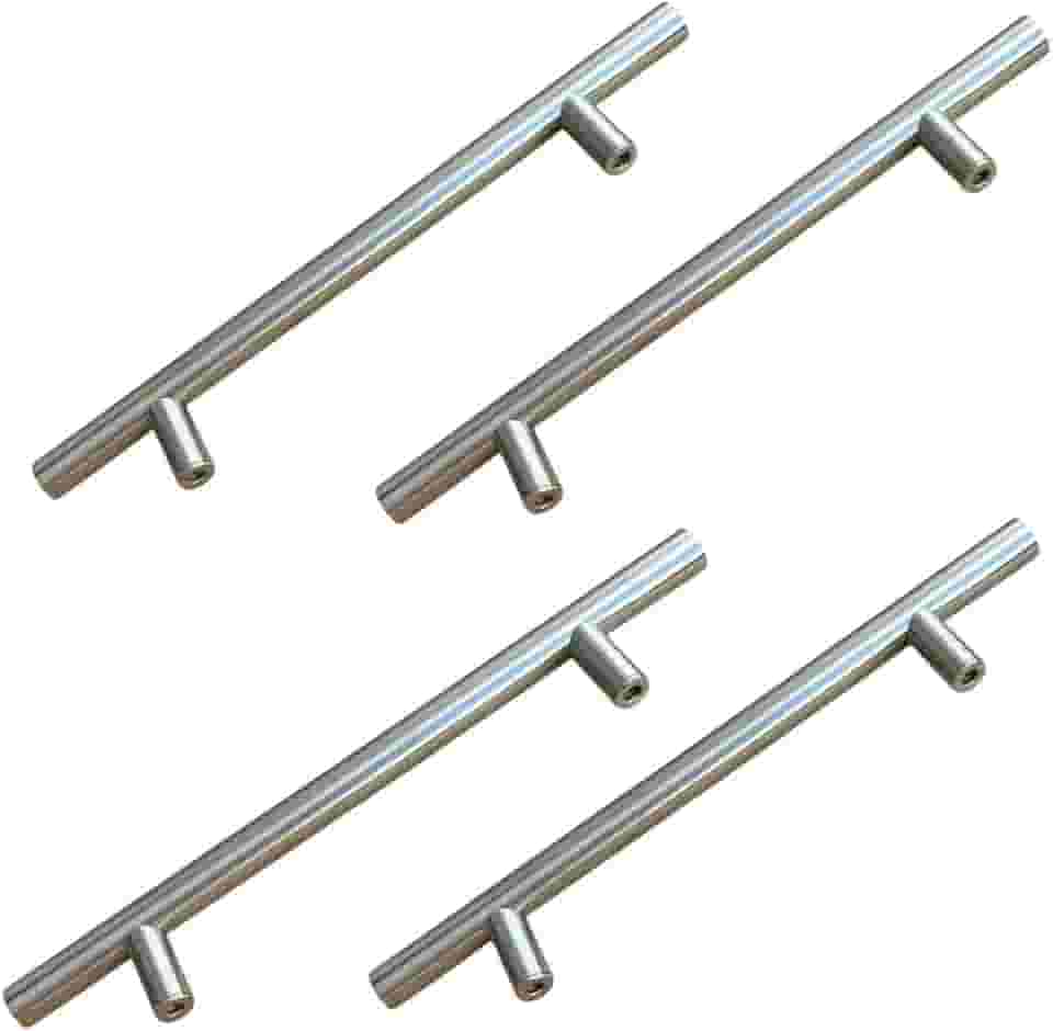 Puxador para Móveis e Gavetas, 20 cm, Aço Inoxidável, Acabamento Prata, Kit com 4 Peças, Estilo Minimalista