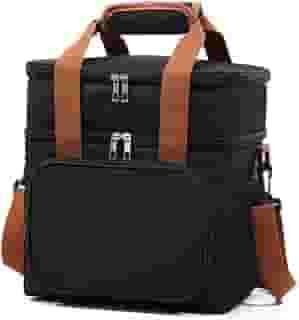 Bolsa Termica Marmita Lancheira Grande Alça Ombro Trabalho Passeio Academia Dois Andares (Bolsa Preta)