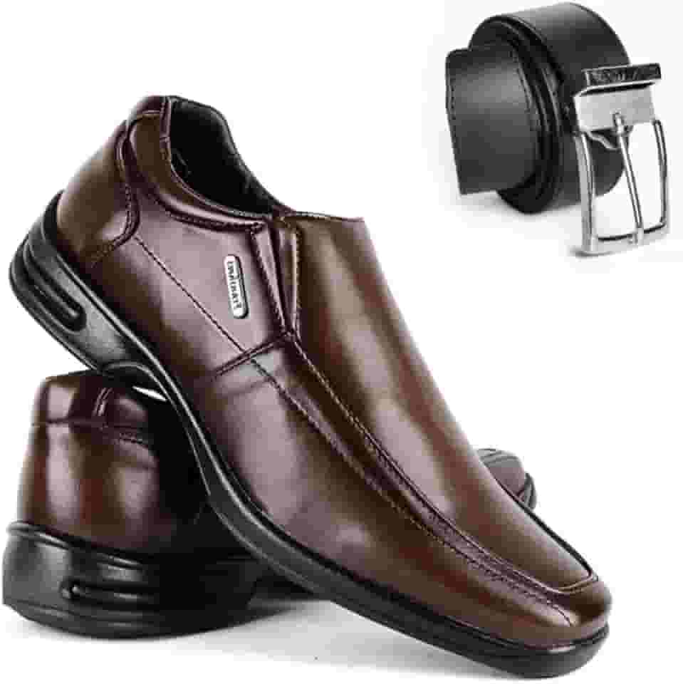 Sapato Social Masculino Ortopédico Ajustável Confort + Cinto