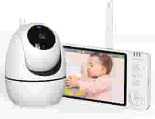 Babá Eletrônica, Monitor de Bebê com Câmera 1080p, Tela de 5 Polegadas, Visão Noturna, Comunicação Bidirecional, Sensor de Temperatura