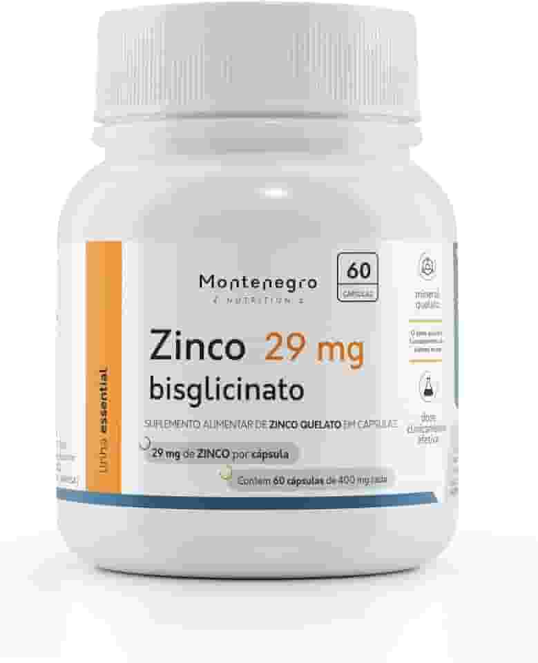 Zinco quelato bisglicinato 29 mg 60 cápsulas - Montenegro Nutrition