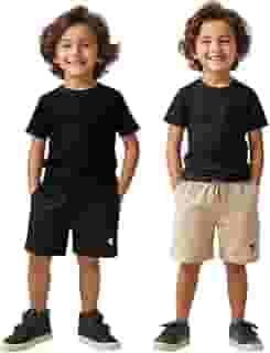 Kit 2 Short Moletinho Bermuda Infantil Menino Casual Masculino Estampa Neutra Pássaro